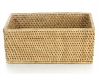Cesta de almacenaje rectangular de ratán marrón