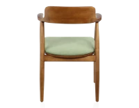 Chaise scandinave bois teinte merisier et tissu vert