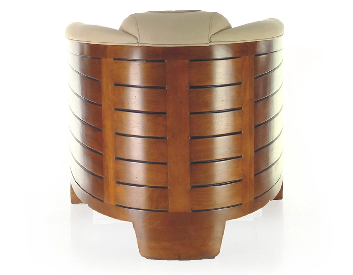 Fauteuil club bois et cuir beige Fauteuil club bois et cuir beige