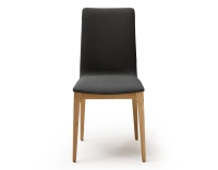 Designer chair natural wood finish with anthracite grey fabric seat. Designer chair natural wood finish with anthracite grey fabric seat.