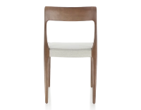 Chaise scandinave bois teinte marron foncé assise tissu beige naturel Chaise scandinave bois teinte marron foncé assise tissu beige naturel