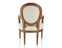Fauteuil ancien style Louis XVI bois teinte ancienne et tissu chevron beige Fauteuil ancien style Louis XVI bois teinte ancienne et tissu chevron beige