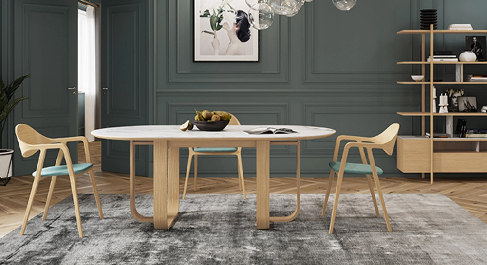 Table salle à manger en chêne et céramique 8 à 10 personnes avec bois teinte naturelle et plateau céramique effet marbre blanc 210x100 cm Table salle à manger en chêne et céramique 8 à 10 personnes avec bois teinte naturelle et plateau céramique effet marbre blanc 210x100 cm