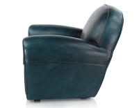 Fauteuil club cuir bleu accoudoirs cloutés Fauteuil club cuir bleu accoudoirs cloutés