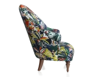 Toad armchair with armrests walnut-stained wooden legs and high-backed jungle fabric Toad armchair with armrests walnut-stained wooden legs and high-backed jungle fabric