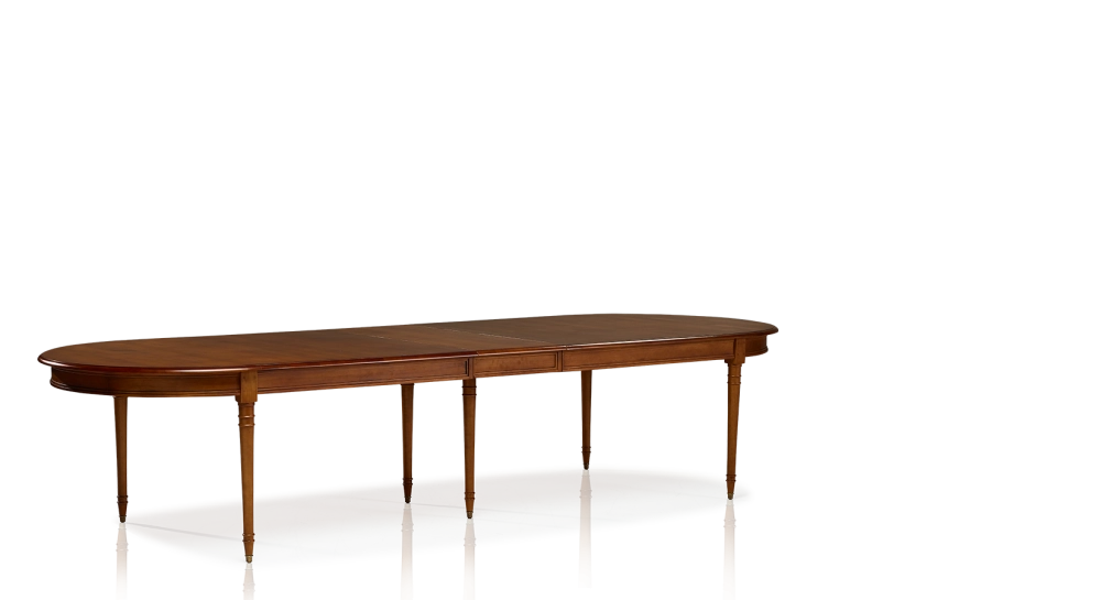 Table extensible Louis XVI allongée pour 14 à 20 personnes bois teinte ancienne avec 4 allonges 310x120 cm Table extensible Louis XVI allongée pour 14 à 20 personnes bois teinte ancienne avec 4 allonges 310x120 cm