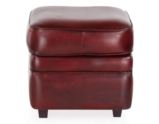 Pouf cuir rouge carmin