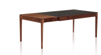 Table extensible 8 à 14 personnes en noyer et céramique allonges bois avec bois teinte naturelle et plateau céramique effet marbre noir 210x100 cm Table extensible 8 à 14 personnes en noyer et céramique allonges bois avec bois teinte naturelle et plateau céramique effet marbre noir 210x100 cm