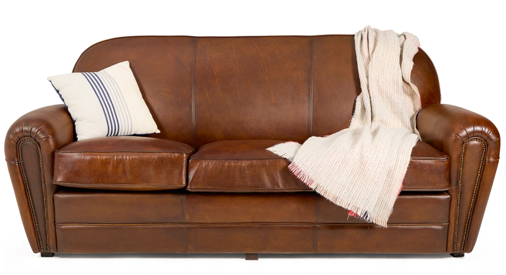 3 seater leather club sofa vintage brown studded armrests 3 seater leather club sofa vintage brown studded armrests