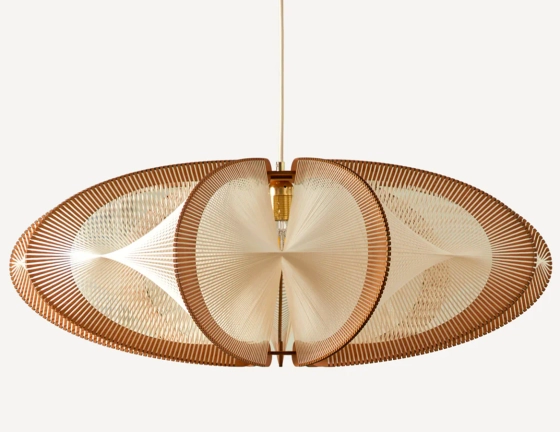 Wood and cotton thread twisted weaving large model pendant light