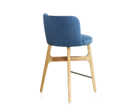 Bar stool h60 cm natural tint wood, denim blue fabric seat Bar stool h60 cm natural tint wood, denim blue fabric seat