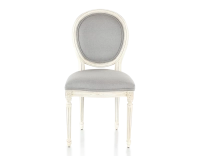 Chaise ancienne style Louis XVI bois teinte blanche cérusée et tissu gris clair Chaise ancienne style Louis XVI bois teinte blanche cérusée et tissu gris clair