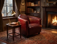 Fauteuil club cuir rouge carmin