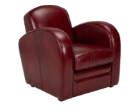 Fauteuil club cuir rouge carmin