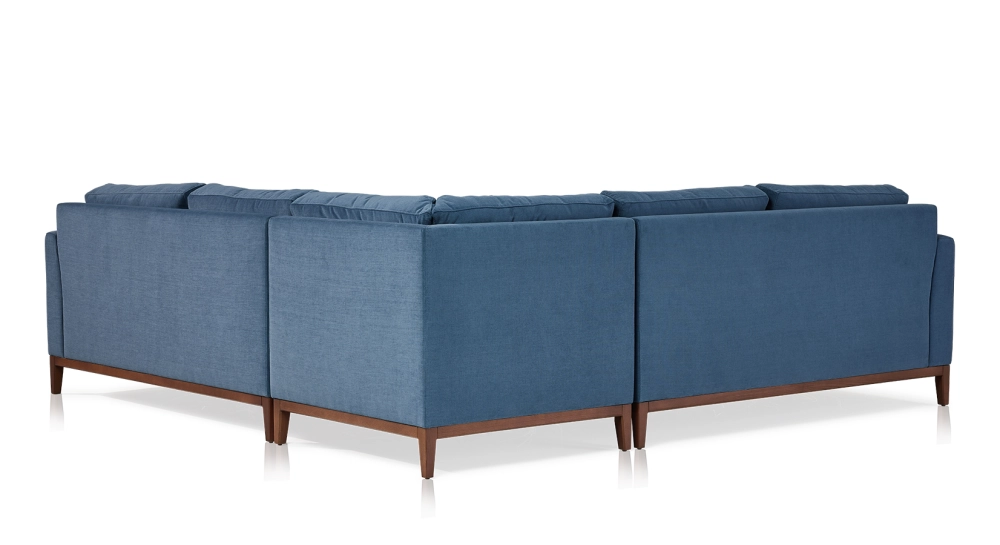 Canapé d'angle 6 places tissu bleu jean (2,5G - A - 2,5D) Canapé d'angle 6 places tissu bleu jean (2,5G - A - 2,5D)