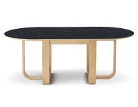 Table salle à manger en chêne et céramique 8 à 10 personnes avec bois teinte naturelle et plateau céramique effet ardoise 210x100 cm Table salle à manger en chêne et céramique 8 à 10 personnes avec bois teinte naturelle et plateau céramique effet ardoise 210x100 cm