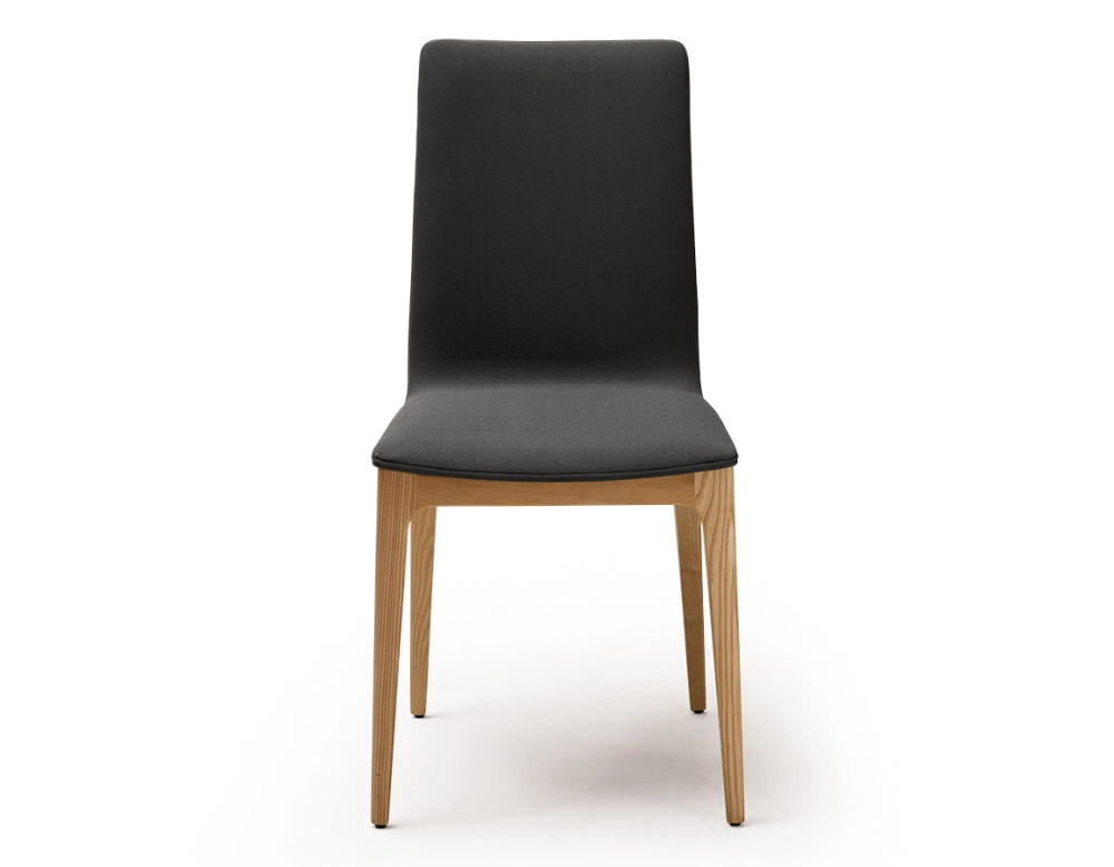Designer chair natural wood finish with anthracite grey fabric seat. Designer chair natural wood finish with anthracite grey fabric seat.