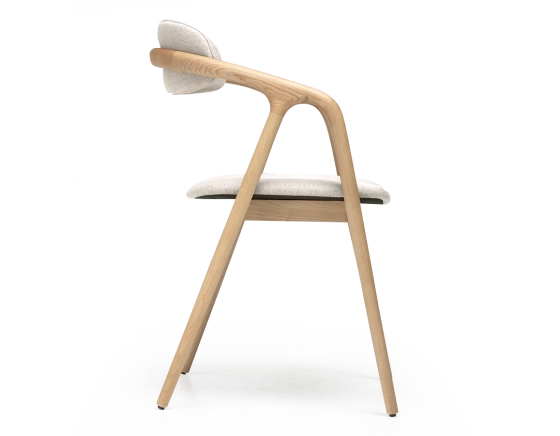 Chaise scandinave bois teinte naturelle assise tissu beige naturel