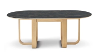 Table salle à manger en chêne et céramique 10 personnes avec bois teinte naturelle et plateau céramique effet marbre noir 250x100 cm Table salle à manger en chêne et céramique 10 personnes avec bois teinte naturelle et plateau céramique effet marbre noir 250x100 cm