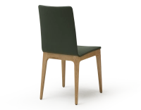 Chaise design bois teinte naturelle assise tissu vert forêt Chaise design bois teinte naturelle assise tissu vert forêt