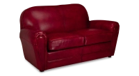 Canapé club cuir 2 places rouge carmin accoudoirs passepoil Canapé club cuir 2 places rouge carmin accoudoirs passepoil