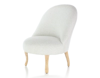 Fauteuil crapaud sans accoudoirs pieds bois teinte naturelle et tissu bouclé blanc Fauteuil crapaud sans accoudoirs pieds bois teinte naturelle et tissu bouclé blanc