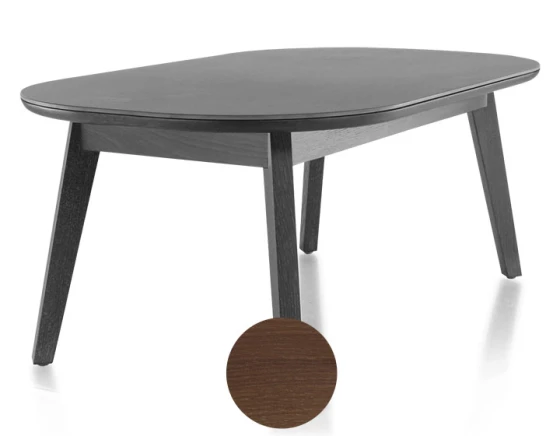 Table basse ovale en chêne teinte marron foncé 100x60 cm