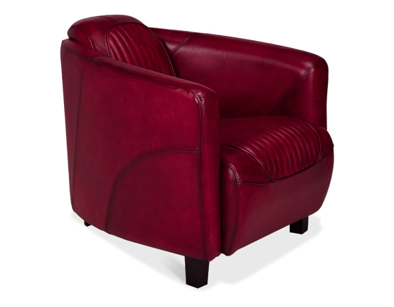 Fauteuil club cuir rouge carmin
