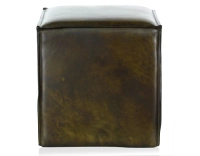Leather pouffe olive green Leather pouffe olive green