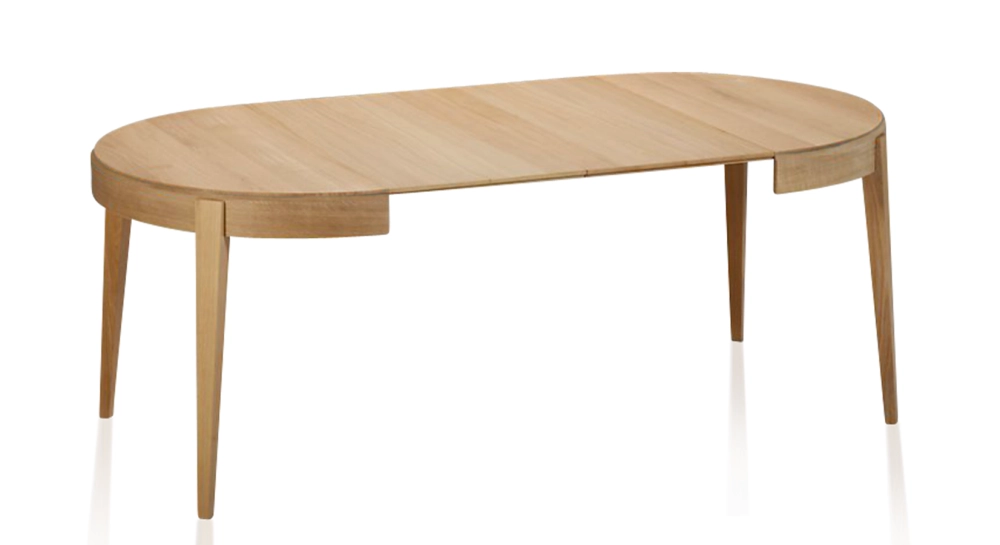 Table extensible ronde en chêne 6 à 8 personnes avec plateau et allonges en bois teinte naturelle 110 cm Table extensible ronde en chêne 6 à 8 personnes avec plateau et allonges en bois teinte naturelle 110 cm