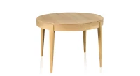 Table extensible ronde en chêne avec plateau et allonges en bois teinte naturelle 110 cm