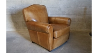 Fauteuil club cuir marron clair