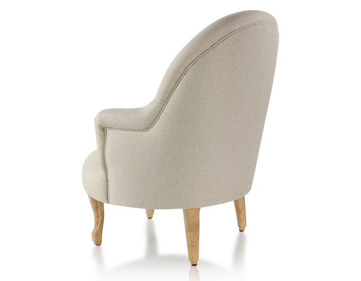Toad armchair with armrests natural wood stain legs and beige chevron fabric Toad armchair with armrests natural wood stain legs and beige chevron fabric