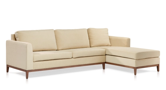 Right hand corner sofa with chaise longue, 4/5 seats cream fabric (2.5G - MD)