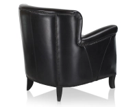 Fauteuil club cuir noir accoudoirs cloutés Fauteuil club cuir noir accoudoirs cloutés