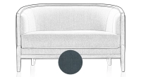 Canapé ancien 2 places bois teinte merisier et tissu bleu jean Canapé ancien 2 places bois teinte merisier et tissu bleu jean