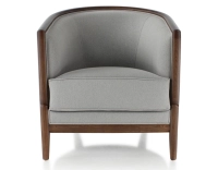 Fauteuil ancien bois teinte noyer et tissu gris clair Fauteuil ancien bois teinte noyer et tissu gris clair