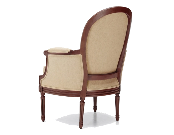 Sillón bergère moldurado estilo Luis XVI bois teinte ancienne et tissu crème