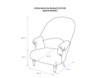Fauteuil crapaud avec accoudoirs pieds bois teinte naturelle et tissu beige naturel haut dossier