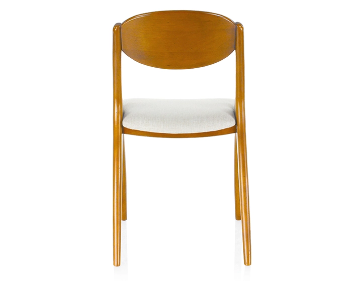 Chaise scandinave bois teinte merisier et tissu beige Chaise scandinave bois teinte merisier et tissu beige