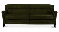 Canapé club cuir 3 places vert olive accoudoirs cloutés Canapé club cuir 3 places vert olive accoudoirs cloutés