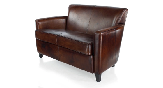 Canapé club cuir 2 places marron soutenu