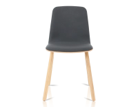 Upholstered oak designer chair natural wood stain, anthracite grey fabric seat Upholstered oak designer chair natural wood stain, anthracite grey fabric seat
