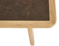 Table basse rectangulaire en chêne et céramique avec bois teinte naturelle plateau céramique brun oxydé 100x50 cm