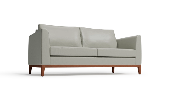 Canapé design 2,5 places cuir gris perle