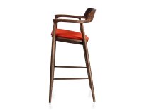 Bar stool h80 cm wood stained dark brown seat burnt orange fabric Bar stool h80 cm wood stained dark brown seat burnt orange fabric