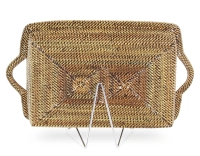 Rectangular pyrex dish with rattan flower stand Rectangular pyrex dish with rattan flower stand