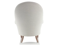 Fauteuil crapaud avec accoudoirs pieds bois teinte noyer et tissu beige naturel haut dossier Fauteuil crapaud avec accoudoirs pieds bois teinte noyer et tissu beige naturel haut dossier
