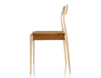 Chaise scandinave bois teinte naturelle assise tissu velours bronze Chaise scandinave bois teinte naturelle assise tissu velours bronze