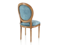 Chaise ancienne style Louis XVI bois teinte ancienne et tissu velours bleu pétrole Chaise ancienne style Louis XVI bois teinte ancienne et tissu velours bleu pétrole